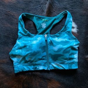 Zipper Front Sports Bra